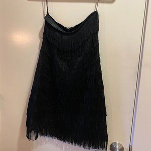 Strapless fringed party flapper style dress